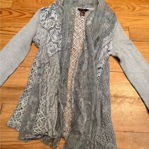 Multiples Light Gray Lace Women's Cardigan